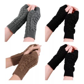Patry Paquete 4 Guantes Sin Dedos Invierno Frío Navidad Lana