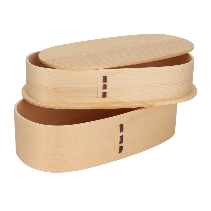 Wooden Bento Boxes Double Wood Color Bento Lunch Box Portable