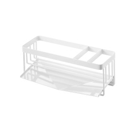 Yamazaki Industries 5016 Sponge & Bottle Holder, Water Flowing, White, Approx. W 9.8 x D 3.9 x H 3.7 inches (25 x 10 x 9.5 cm), Tower, Sponge Rack, Sponge Holder, Drainer Function