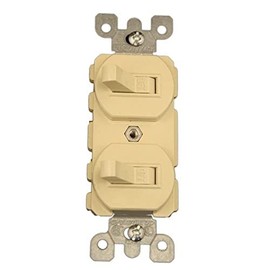 Leviton 20 Amp, 120/277 Volt, Duplex Style Single-Pole / Single-Pole AC Combination Switch, Commercial Grade, 5334-I, Ivory