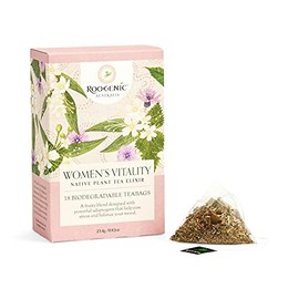 Roogenic Women's Vitality Native Plant Tea Elixir Tea Bags in Box, 18 Biodegradable Tea Bags