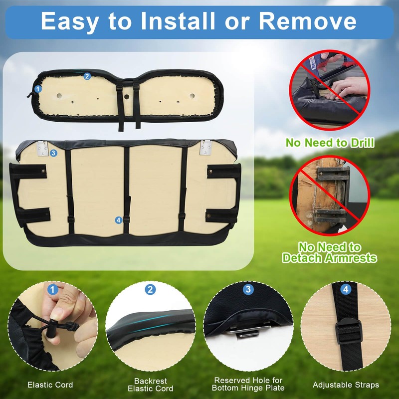 EZGO TXT Seat Cover, Golf Cart Front Seat Cover Fit