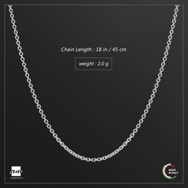 Amberta 925 Sterling Silver 1 mm Rolo Belcher Chain Necklace Size: 14 16 18 20 22 24 28 inch / 36 40 45 50 55 60 70 cm (18inch/45cm)