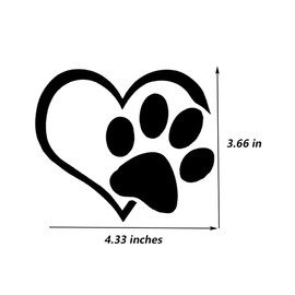JINYUNDUOSP Heart with Dog PAW Puppy Love Footprint Vinyl Decals Bumper Stickers for Cars, Van, Trucks, Laptop (White, 4.33" x 3.66") (Color)
