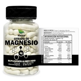 NATSA Citrato de Magnesio 2 Frascos 100 cápsulas c/u | 2 cápsulas diarias | Excelentes propiedades relajantes | Calidad Premium | Ingredientes Puros