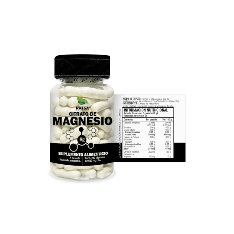 NATSA Citrato de Magnesio 2 Frascos 100 cápsulas c/u |