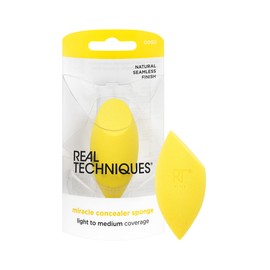 Real Techniques Miracle Concealer Sponge, Makeup Blending Sponge for Concealer, Oblong Shape & Precise Application, Yellow Sponge, Latex-Free Foam, 1 Piece