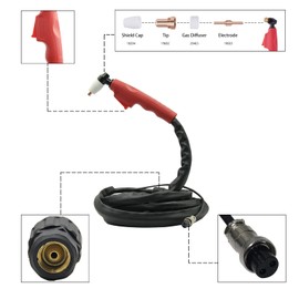 Welding Knight PT-31 Air Plasma Cutting Torch with 13 Feet Cable M16*1.5 Brass Screw 2 Pins Connectors 40A Fit CUT40/CUT50/CUT50D/CT-312 Plasma Cutter Machine