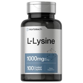 Horbäach L-Lysine 1000mg | 100 Coated Caplets | Free Form Dietary Supplement | Essential Amino Acid | Vegetarian, Non-GMO, and Gluten Free Formula