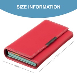 VISCONTI - Red Multi - Soft Leather Wallet - Clutch, Purse - Card Holder, Women and Men Wallet, Card Wallet, Badge Holder - 9 Credit Card Holder Slots, 1 ID Window, Coin Pocket and More