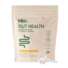 Rite Gut Health Prebiotic Powder, High Fibre, Soluble Fibre Powder, Digestive Health, Vegan, Peach Flavour (30 Servings, 1 Month)
