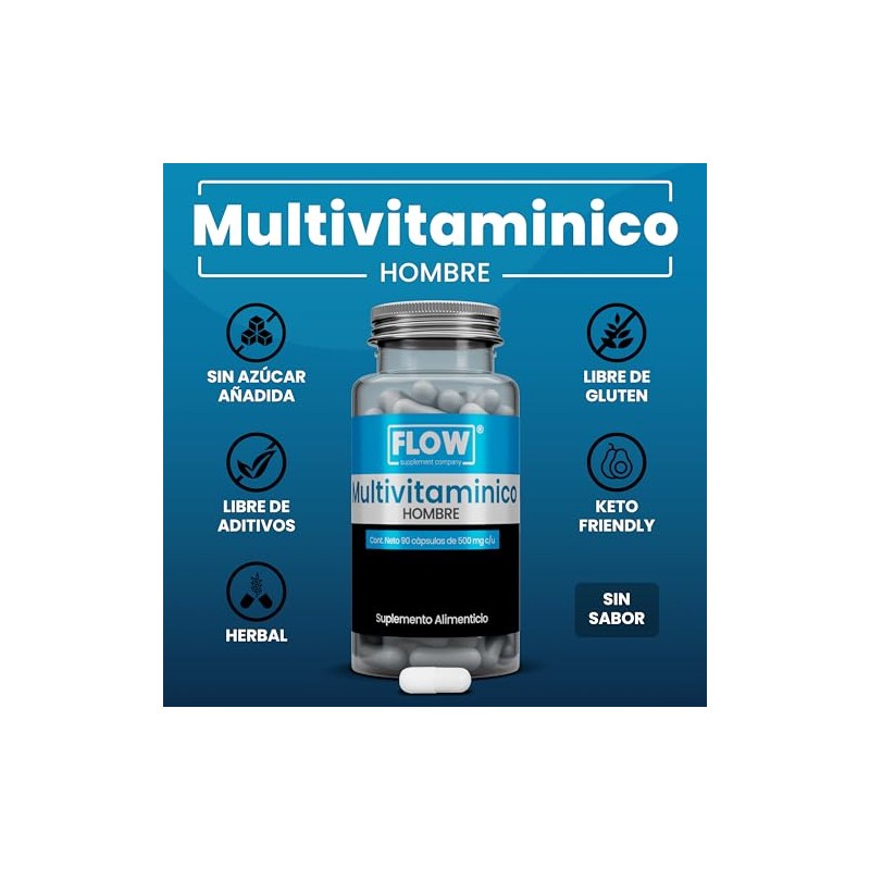 Vitaminas para Hombre - 90 Cápsulas de 500 mg -