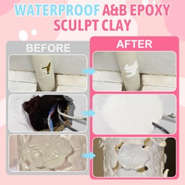 WANJAO Epoxy Sculpt Clay, White Clay 2 Part A & B Filler Compound Strong Adhesive Force Good Plasticity for Sculpting Modeling Building Repairing Self-Hardening Magic Sculpt 100+100g