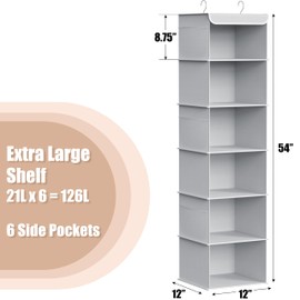 Simple Houseware 6 Shelf Hanging Closet Organizer, Gray