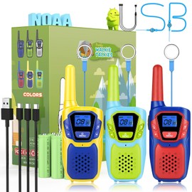 Topsung Walkie Talkies for Kids Adults Long Range Rechargeable 3 Pack, FRS 2 Way Radio Toy for 3-12 Year Old Boys Girls Toddlers, Shockproof NOAA Walkie-Talkie 4 Miles for Family Camping Skiing Cruise