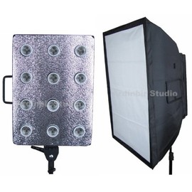 Ardinbir Studio Photo Continuous Cool Fluorescent 12 Head E27 AC Light Lamp Bulb Socket Panel with 24"x32"/60x80cm Softbox & White Diffuser