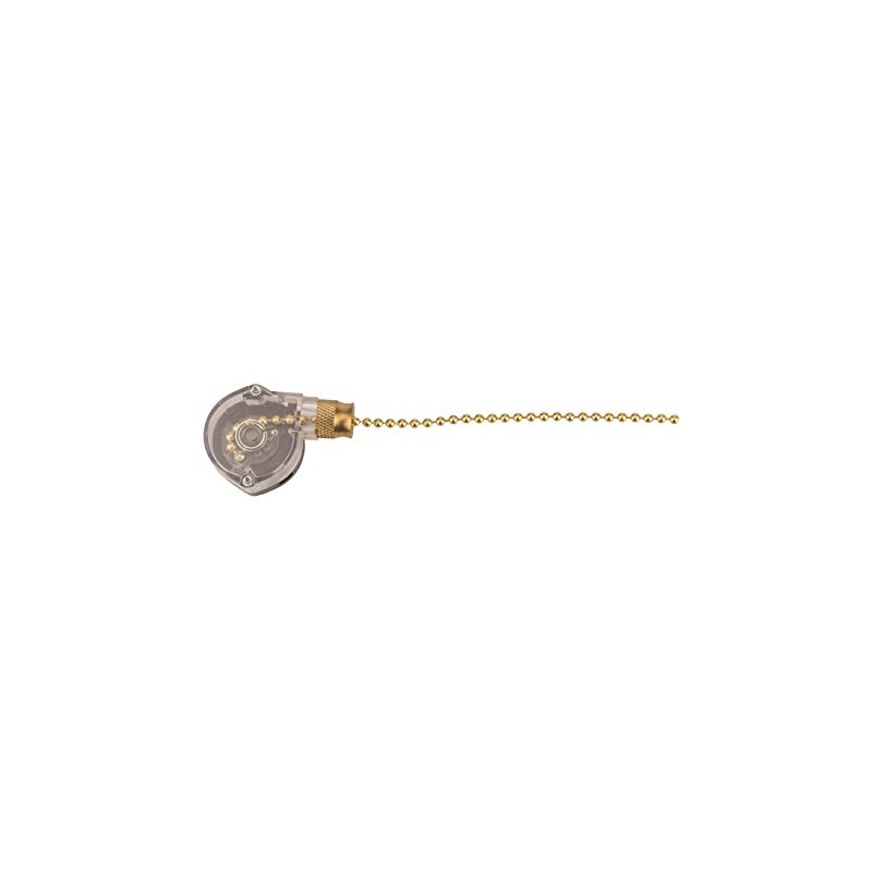 NSI 75111CQ Pull Chain Switch, Off-On-On-On Circuit Function, SP3T, Brass