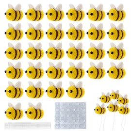 BXYIIGRU - 30 abejas de fieltro para manualidades, incluye 30 alambres de manualidades y 30 puntos de pegamento para manualidades, decoración de fiesta temática de abejas