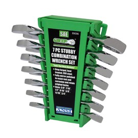GRIP 89096 Stubby Combo Wrench Set, SAE, 7-Piece, 32 oz.