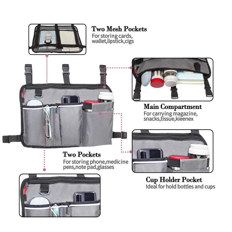 Walker Tray & Storage Bag Combo with Cup Holder, Large