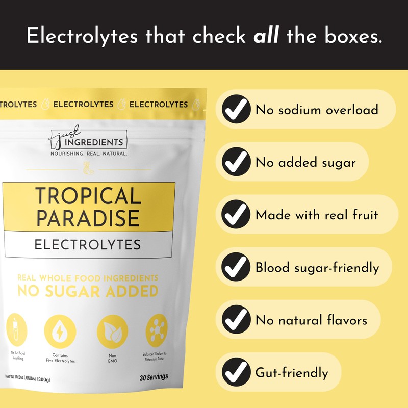 JUST INGREDIENTS Tropical Paradise Electrolytes Drink Mix - Coconut Water,