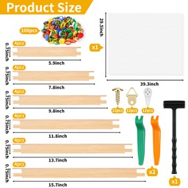 24 Pcs 12 Sets Stretcher Bars for Needlework, 6 8 10 12 14 16 Inch Wooden Canvas Needlepoint Stretcher Bar with Tools, DIY Canvas Splicing Stretcher Frames for Embroidery Crafts Art