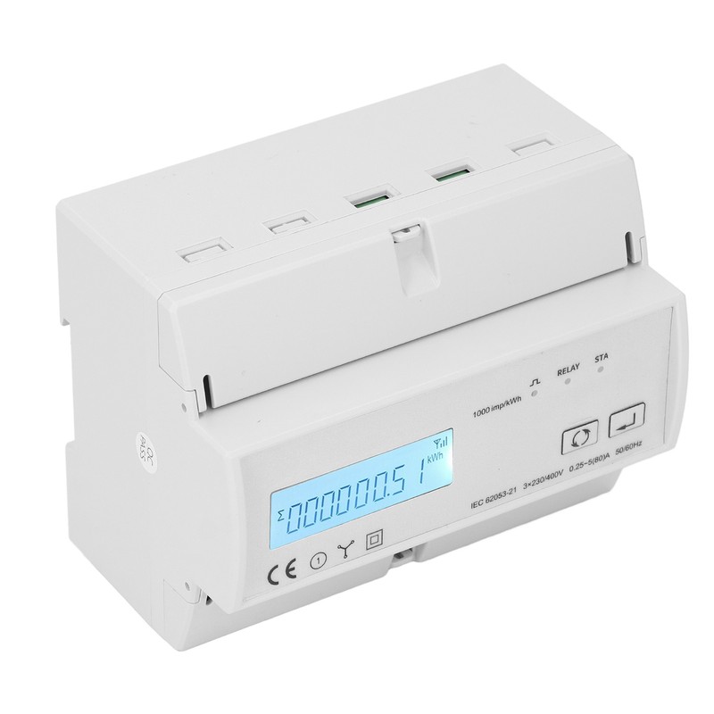 3 Phase Electricity Meter Bidirectional LCD Backlit 85‑270V Input Energy