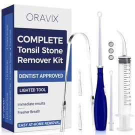ORAVIX Tonsil Stone Remover - Tonsil Stone Removal Kit - Tonsillolith Remover Tool - Tonsil Cleaner - Fight Bad Breath - Tonsil Stone Removal Tool - Oral Irrigator - Tongue Scraper - 7 Pieces