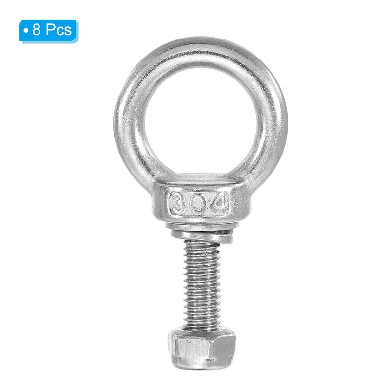 PATIKIL M6 x 20mm Lifting Shoulder Eye Bolt, 8Pcs 304