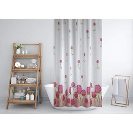 Beautiful narrow width bathroom shower curtain extra long with Roses, wide 120 x drop 200CM (47" x 78")