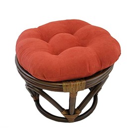 International Caravan Furniture Piece Rattan Ottoman with Micro Suede Cushion