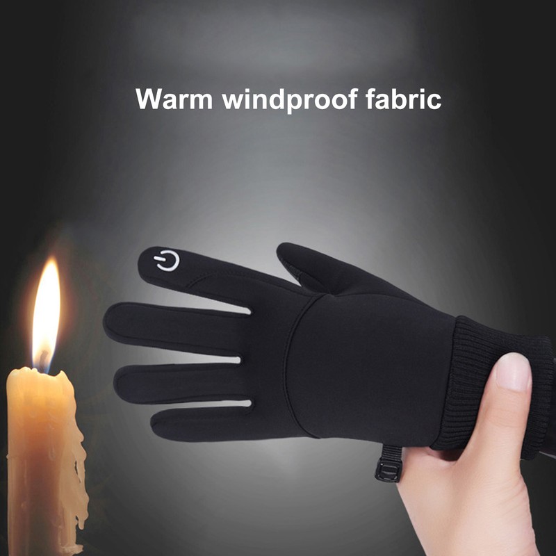 1 Pair Black Unisex Cycling Gloves Waterproof Skiing Non Slip