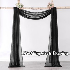 DONREN Jet Black Window Scarf Curtains for Outdoor Decoration - Add Luxury Beautiful Elegant Effect to Curtain Panels (1 Panel, 52 x 216 Inches Long)
