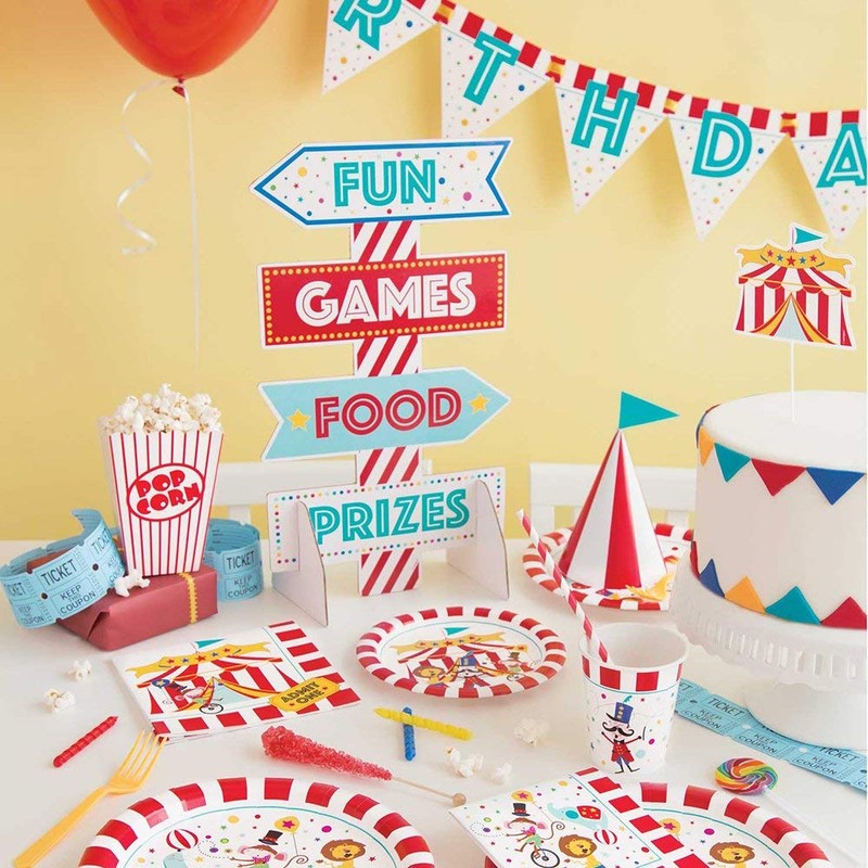 Unique Party 72473 - Carnival Circus Party Plastic Tablecloth, 7ft