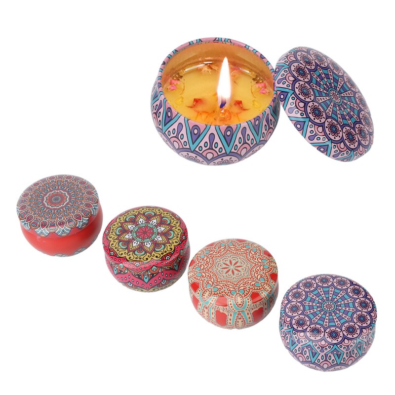 4pcs Dried Flower Aromatherapy Candle Set Long Lasting Aroma Scented
