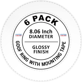 LightLabs Goof Ring Gloss 6 Pack 8.06" Diameter for 6" Can Includes Tape to Fix Drywall Damage for Flush Mount Recessed Down Lights. Recessed Light Trim Ring Glossy White