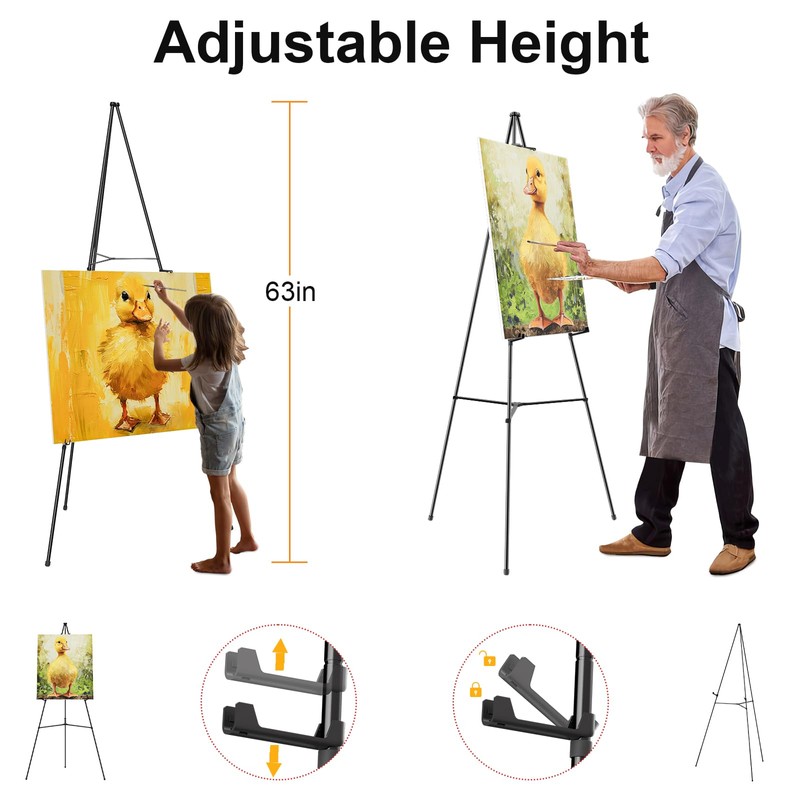 Nicpro Folding Easels for Display, 3 Pack 63 Inch Metal