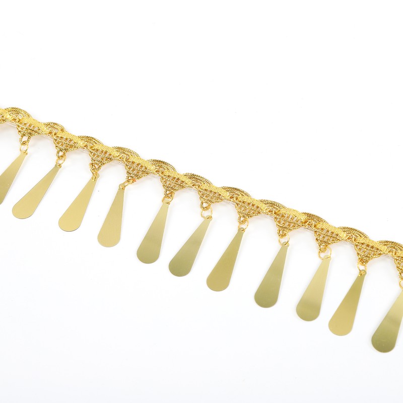 Waist Chain Gold Metal Applique Glitter Elastic Sequin Water Drop