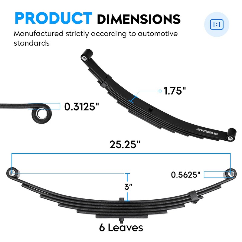 AEagle 6 Leaf Double Eye for 7000 lbs Trailer Axle