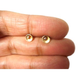 Round Citrine Sterling Silver Earrings/Stud Earrings 925-5mm (cts1404171), Sterling Silver, Citrine