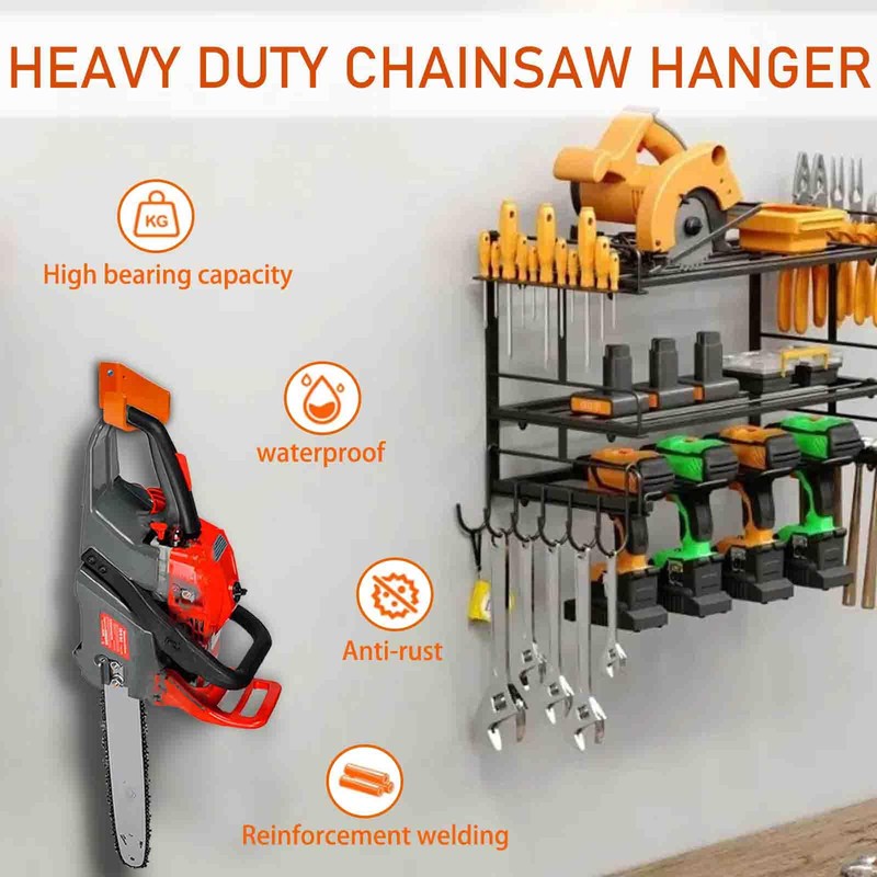 JAWULIJIA Chainsaw Hanger Heavy Duty Chainsaw Holders Organizer Mounted Chainsaw