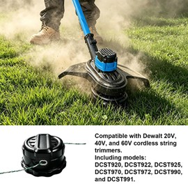 DWO1DT995 Trimmer Head Replacement for Dewalt 20V-60V Cordless String Trimmers with Pre-Wound 0.080" Nylon Line, Compatible with DCST920, DCST922, DCST925, DCST970, DCST990