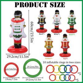 Christmas Ring Toss Game for Kids,Adults,Xmas Party Games Inflatable Nutcracker Toss Game with Rings(5 Nutcracker,10 Rings) for Xmas Toys Holiday Party Favors Fun Games,Christmas Stocking Filler Games