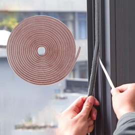 Bruiefpap Self-Adhesive Soundproofing Brush Weather Stripping Door Seal, Sliding Door and Windows Frames (0.35'' Wide x 0.35'' Thick, Brown)