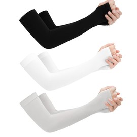 AUTOWT UV Mangas de Brazo Seda de Hielo, 3 pares Protección UV Brazo de Enfriamiento Mangas de Sol Mujeres Mangas largas de seda de hielo Bloqueador solar Cubierta de brazo con orificio para el pulgar