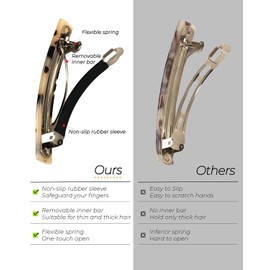 Hair Barrettes for Women, 8 Pcs Barrettes for Fine Thin Thick Hair, 3 Inch Acetate Small Clips Barrette No Slip, French Tortoise Shell Womens Girls Accessories