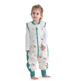 Baby Sleeping Bag with Feet, 2.5 Tog Cotton Baby Sleeping Bags, Sleeveless, Baby Sleeping Bag with Legs for Infants Children (Green, S/(6-18 M))