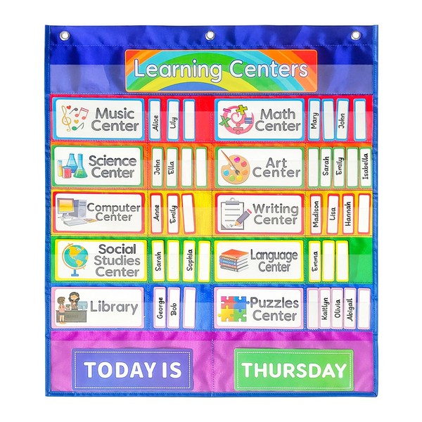 Amzoya Classroom Learning Center Pocket Chart,Classroom Management Pocket Chart with