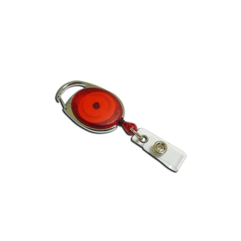 Colourful Retractable Carabiner Badge Reel/ID Card Holder (Red)