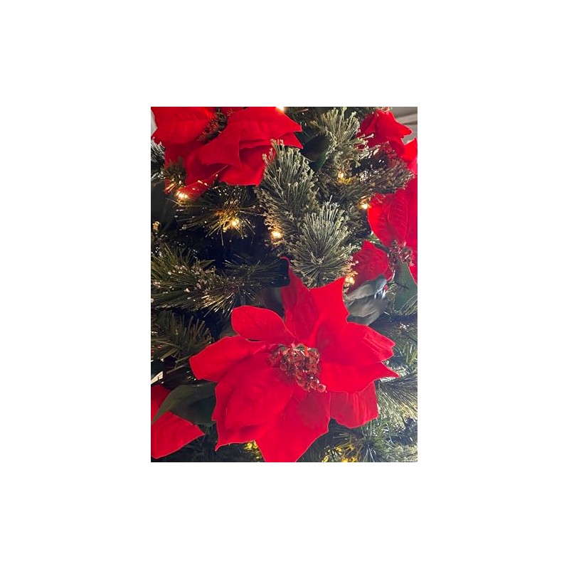 BWG Poinsettia 1.5m Red Green Christmas Tree Garland Decoration